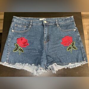 Gazoz Jeans Shorts With Rose Embroidery Size 13